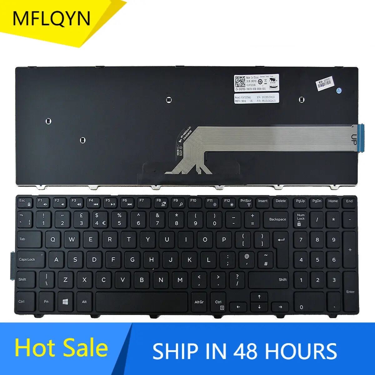 

Keyboard for Dell Inspiron 15-5000 Series 5547 5521 5542 BLACK FRAME Win8 UK
