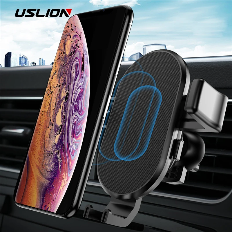 

USLION Car Wireless Charger For Apple iPhone XS Max XR X 8 Plus 11 Pro Samsung Galaxy Note 10 9 S10 Plus S9 S8 Car Phone Holder