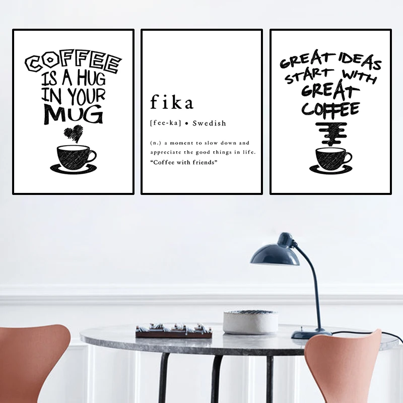 Вдохновляющий плакат Fika шведская цитата Швеция Скандинавская настенная