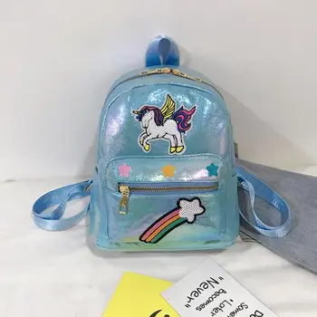 

Small Travel Unicorn Backpack For Teeange Girls Laser PU Leather Women Rucksack New Fashion School Bag For Little Girl