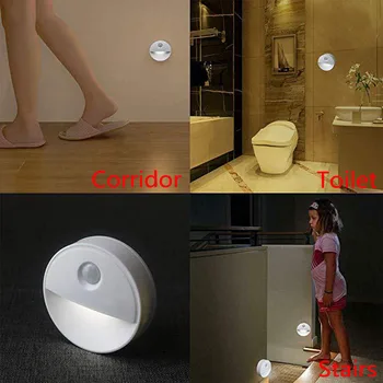 

Smart LEDs PIR Motion Sensor Light Battery Led Nightlight for Closet Wardrobe stair Lighting Hallway white shell night lamp