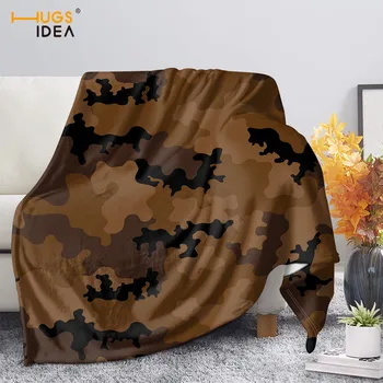 

HUGSIDEA Nap Throw Blanket Super Soft Army Camoflage Printed Velvet Plush Art Children blanket Throw Travel Beach Towel