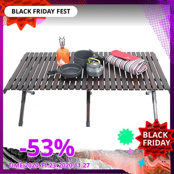 

Camping Wood Table Folding Portable Egg Roll Style Stable Table Solid Wood Driving Tour Barbecue Picnic Outdoor Furniture