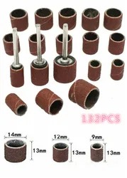 Disques abrasifs, 120 pièces, 120 #, manchons + 12 pièces, mandrins, meulage, polissage électrique, papier de verre, disque de ponçage 