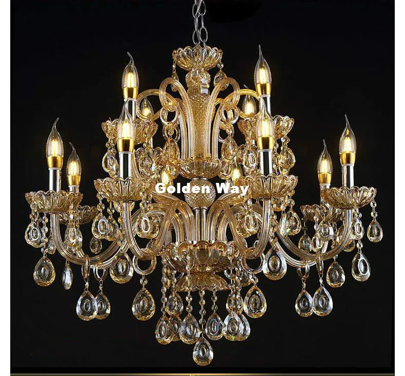 Description Picture 6 of itemChampagne Crystal Chandelier lustres de cristal Decoration Living Room Chandeliers Home Lights Modern Decora Chandelier Crystal