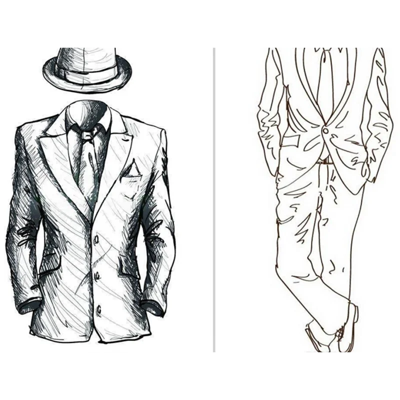 Tailor Made Italian Embroidery Navy Blue Men Suits Slim Fit Groom Prom 2 Piece Male Blazer Luxury Brand Jacket+Pants