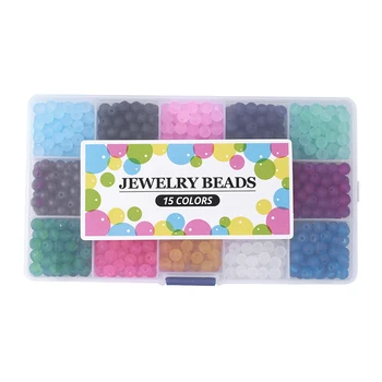 

15 Color Frosted Transparent Glass Round Beads Boxed Handmade Diy Beaded Jewelry Accessories 1500 Pcs