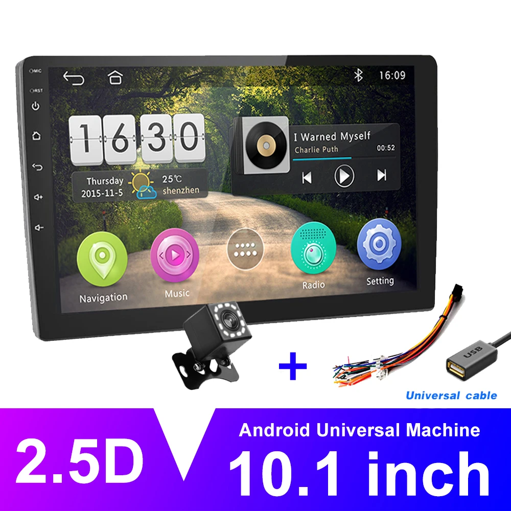 With 12 Led Camera AMPrime 2 DIN автомагнитола Android автомобильный мультимедийный плеер 2G+ 16G Bluetooth wifi 10,1 ''2 DIN автомагнитола gps Mirrorlink с камерой - Цвет: With 12 Led Camera