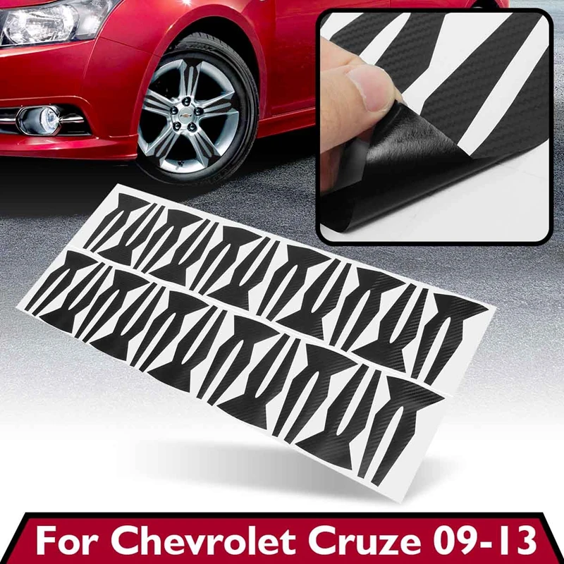 20Pcs/Set 4D Carbon Fiber Car Wheel Tire Hub Stickers Rim Sticker  Car Styling For Chevrolet For Cruze 2009 2010 2011 2012 2013 2 button replace key remote case shell fob for chevrolet for cruze 10 13 orlando key shell for volt 2011 2013 for malibu cruze