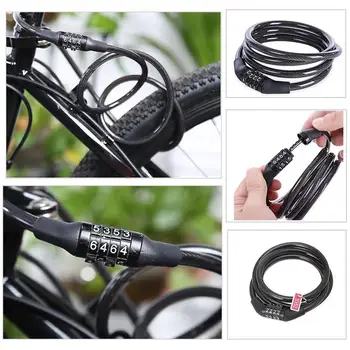 

Bicycle Four-digit Password Lock Outdoor Mountain Bike Wire Lock Cable Lock Spiral Steel Lock Bicycle Lock Chain Anti-theft