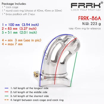 FRRK Large Male Chastity Device Cock Cage Metal Bondage Belt Scrotum Groove Lock Penis Rings Fetish Lockable Sex Toys for Men 3