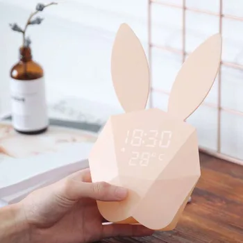 

Rabbit Music Digital Alarm Clock Wake Up Light Table LED Lamp Sunrise Sunset Alarm Snooze Clocks With Magnetic Design Charging