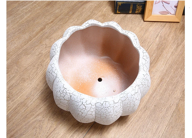 Green Luo Flowerpot Originality Household Tuba Oversize Indoor Orchid Flowerpot Ceramics Belt Tray Meatballs