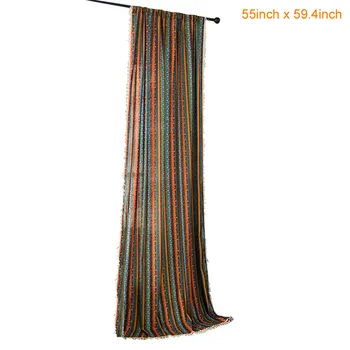 

Stripe Pattern Window Curtain Panel Soft Screening Bedroom With Tassels Darkening Hotel Living Room Home Decor Country Style