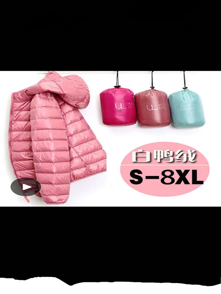 

Outdoor Women Ultralight Thin Down Jacket White Duck Down Hooded Jackets Long Sleeve Warm Coat Parka Female Portable Outwear