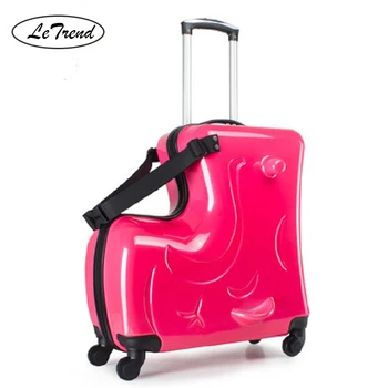 

LeTrend Cute Cartoon Children Rolling Luggage Spinner Suitcase Wheels Student Multifunction Trojan horse Trolley Kids Travel Bag
