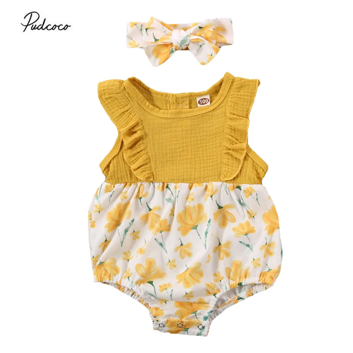 2020 летняя детская одежда для маленьких девочек Песочник Комбинезон хлопковый