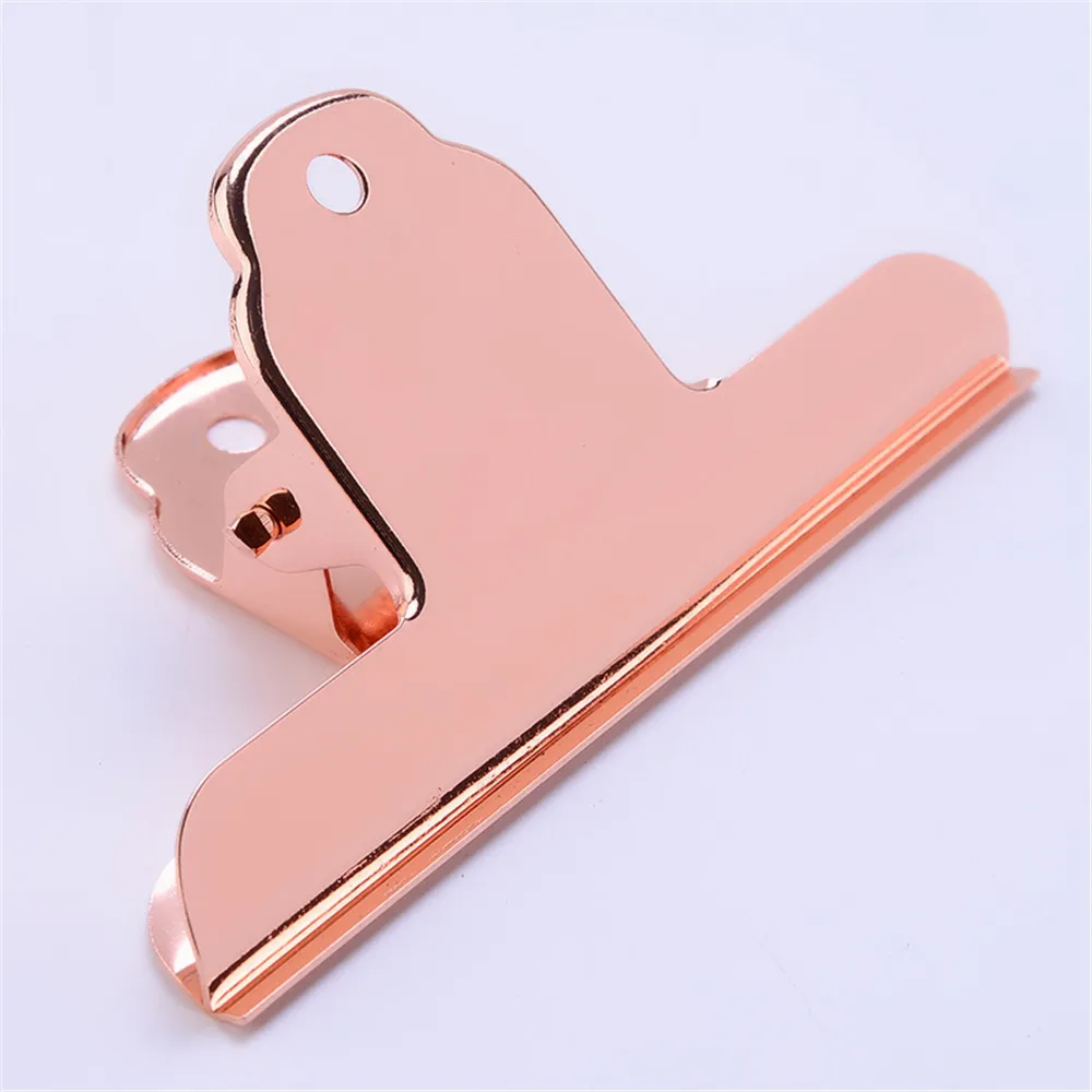 rose gold Роскошный Золотой Розовый Золотой металлический зажим из нержавеющей стали большой уплотнительный зажим для билетов фото банкнот зажимы прищепка школьные офисные принадлежности - Цвет: rose gold