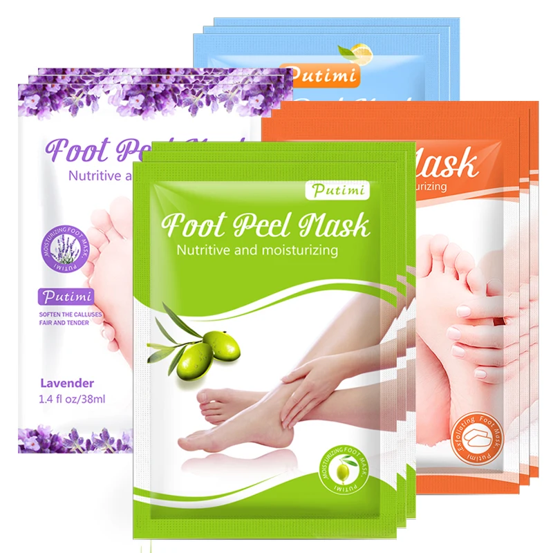 

4Packs PUTIMI Exfoliating Foot Peeling Mask for Legs Socks for Pedicure Socks Feet Care Cream Remove Dead Skin Heels Foot Mask