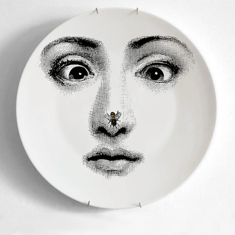 Топ Моды Milan rosenthal Piero fornasetti тарелки цвет черный и белый иллюстрации подвесные блюда образец комнаты дома отель украшения - Цвет: 26