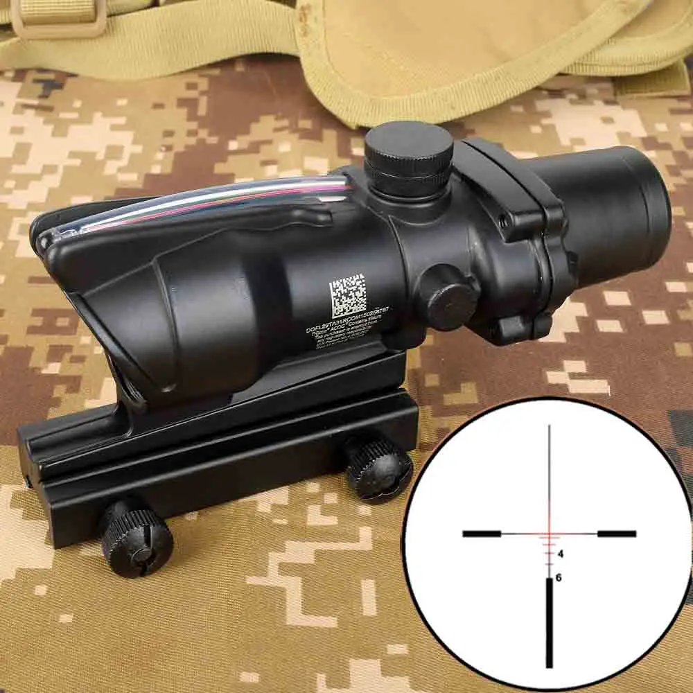 Hunting 4X32 ACOG Real Fiber Scope BDC Chevron Horseshoe Reticle Tactical Optical Sights for cal.223.308 - Цвет: Зеленый