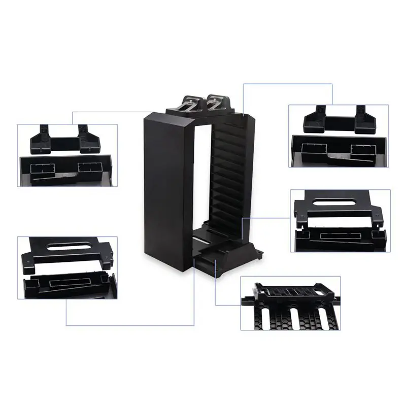 ABKT-Multifunactional 5V Game Tower Disk Storage Stand Kit контроллер зарядки для Playstation 4 PS4/Slim(черный