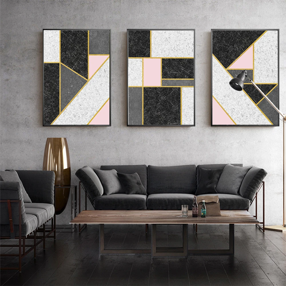 Современные фотографии минимализм розовый геометрический постер и печать на