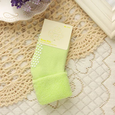 light green 10 пар/лот, хлопковые носки для малышей, зимние плотные теплые носки для новорожденных мальчиков и девочек, носки-тапочки, противоскользящий носок для детей 0-3 лет - Цвет: light green