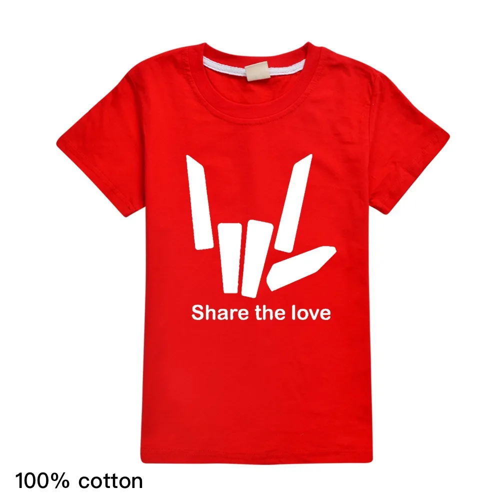 Модные футболки для мальчиков и девочек с надписью «Share The Love», футболка с короткими рукавами и круглым вырезом для мальчиков модные рубашки для девочек в уличном стиле, рубашки для малышей, топы