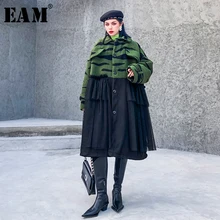 [EAM] Свободное пальто с леопардовым принтом, большой размер, толстое шерстяное пальто, парка, новинка, длинный рукав, женская мода, Осень-зима, 19A-a398