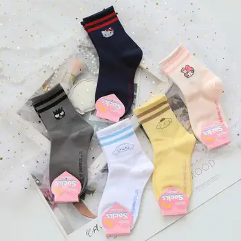 

1Pair new Melody Cinnamoroll Pudding Dog Medium Long Cotton Socks Casual Cartoon Women Socks Plush Toys for girl gift