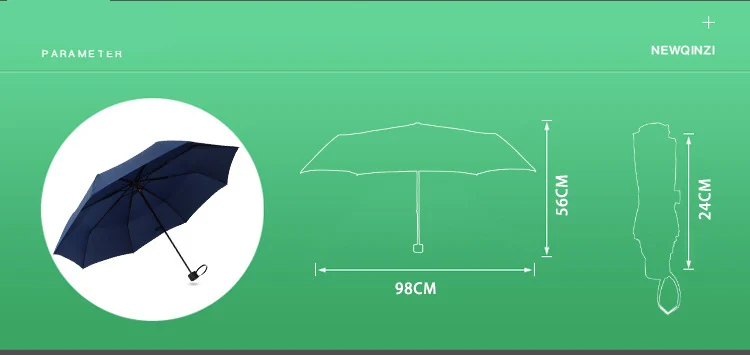Новинка, креативный милый складной длинный вариант, ручная работа, 3 сложения, 8 K, для мужчин и женщин, модный Одноцветный портативный зонт
