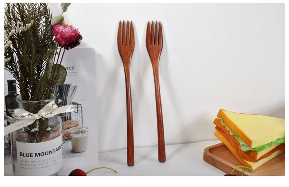 New 1pcs Wooden Spoon Fork Bamboo Kitchen Cooking Utensil Tools Soup-teaspoon Tableware High Quality Hot Sale | Дом и сад