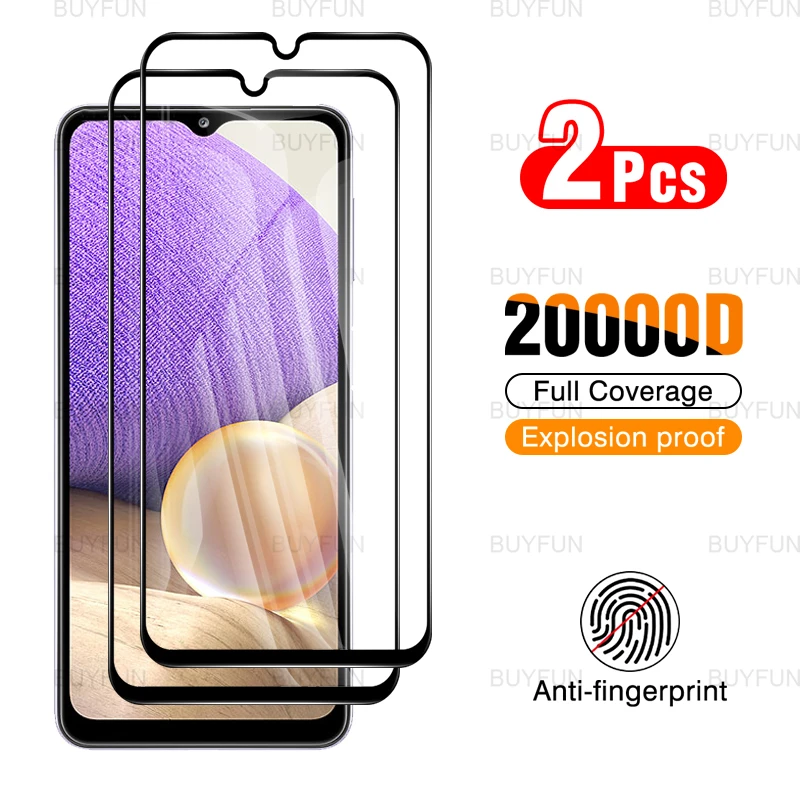 For Samsung Galaxy A32 5G 2pcs  full cover tempered screen protector film for samsung galaxi a 32 32a 4G protective glass mobile screen guard