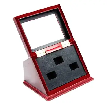 

3 RINGS WOODEN CASE CHAMPIONSHIP RINGS CLEAR TOP DISPLAY BOX CASE