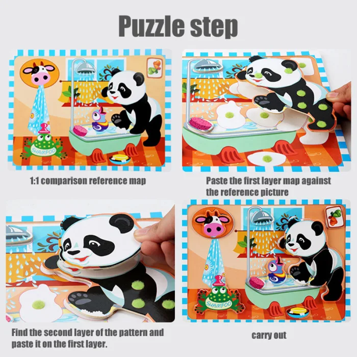 1 Набор, детская деревянная игрушка, 3D головоломка, история, картинки, обучение интеллекту, образование, NSV775
