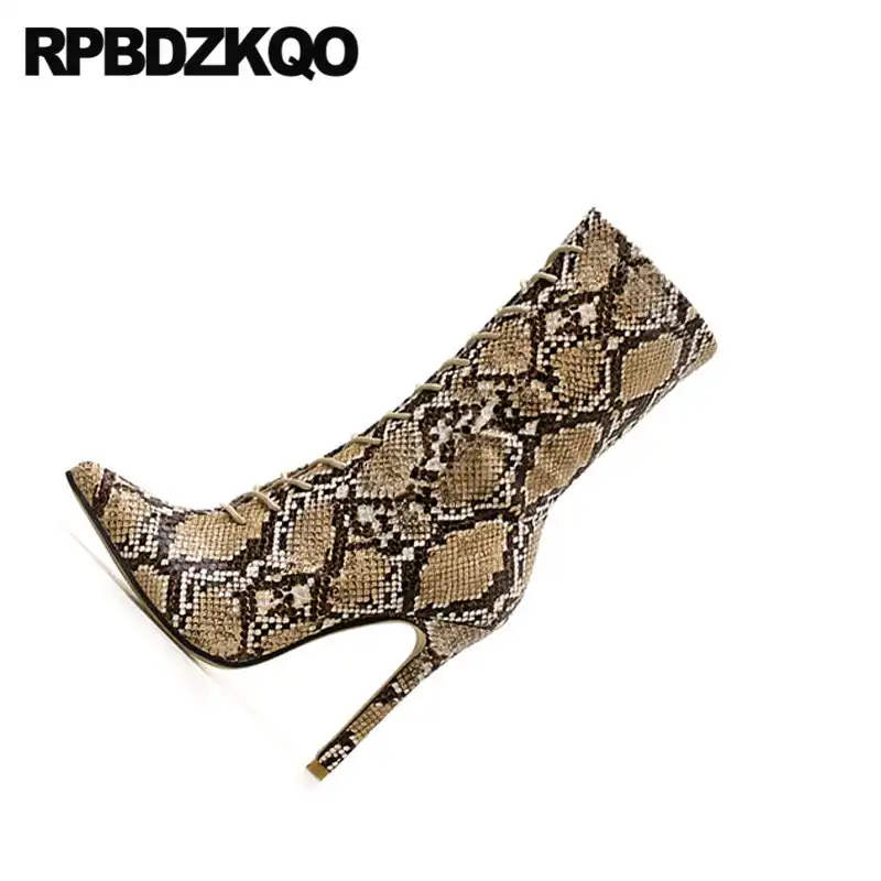 Chaussures Grande Taille A Lacets Decontracte Automne Fetiche Serpent Talon Haut Talon Aiguille Femmes Peau De Serpent Sexy Bout Pointu Pas Cher 10 Aliexpress