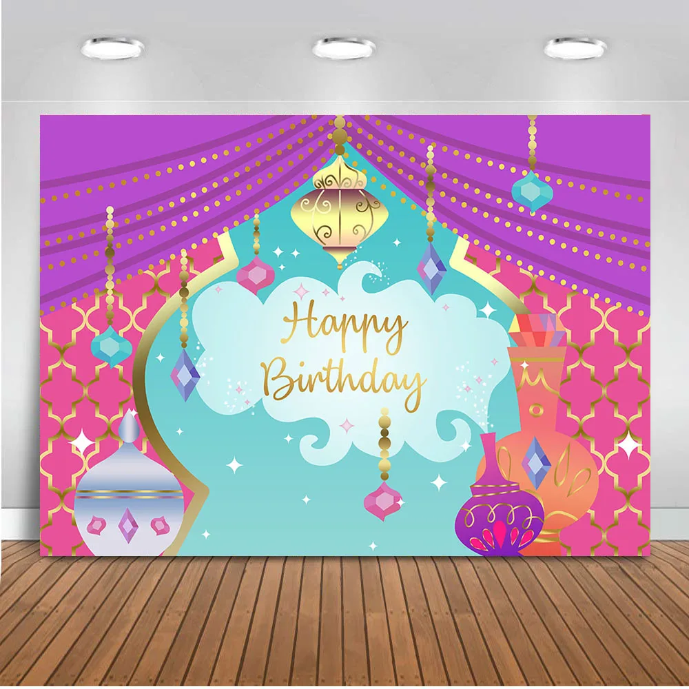 Chidlren birthday Aladdin decorations Backdrop for photography Nights Moroccan Party Background birthday Banner Curtain Prop