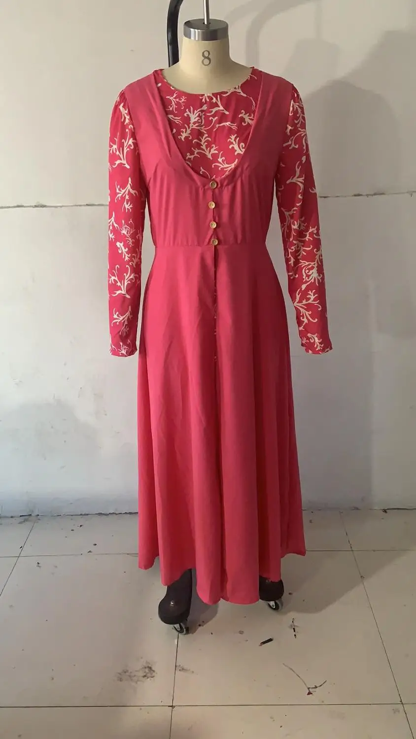 Новое поступление элегантные модные стильные мусульманские женские S-5XL размера плюс длинные абайя - Цвет: Розовый