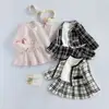 2022 Fashion 1-6Y Baby Girls Clothes Sets Birthday Long Sleeve Plaid Coat Tops+Dress 2Pcs Party Warm Outfit ► Photo 2/6