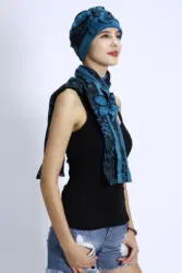 Женский берет стиль печатных флис шляпа шарф набор W10-1998