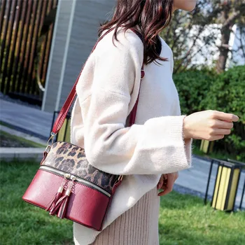 

Handbag Fashion Women Tassel Leopard Printing Zipper Messenger Bag Hnadbag Shoulder Bag Bags For Women 2019 sac a main femme#20