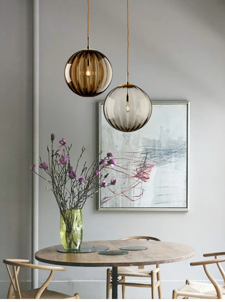 Modern Simple Glass Single Head Hanging Lamp Colorful Creative Individual Designer Pednant Lights Living Room Bedrom Bar Hall