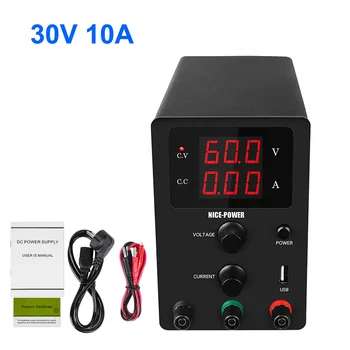 

New Lab Power Supply Adjustable Current Stabilizer Desktop Variable 30v 10a Power Support USB or Phone PC Switched Source