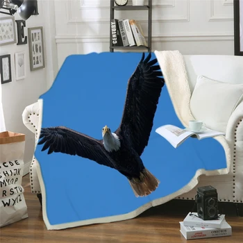 

Soft Blanket for Bed Sherpa Flannel Fleece Blanket Home Travel Sofa Soft Throw Blanket Black Eagle