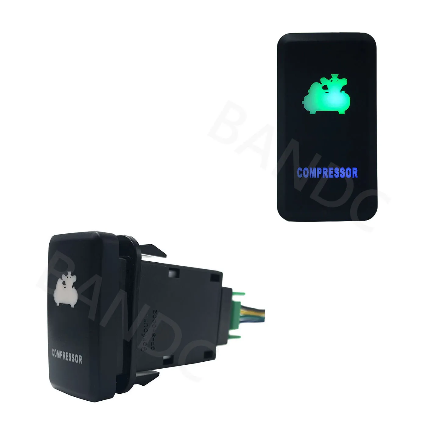 

GREEN & BLUE Led COMPRESSOR Rocker Push Button Switch with Jumper Wires for Toyota Prado 120 Series 2003-2009, Auto Parts