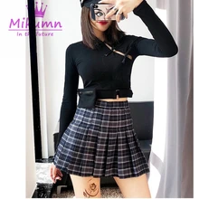 Новая стильная женская юбка в стиле Харадзюку, повседневная клетчатая юбка в стиле панк, женская модная плиссированная мини-юбка с высокой талией, готическая юбка для девочек, Saias Femininas