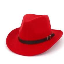 Мужская и Женская шерстяная западная ковбойская шляпа с кожаным поясом джазовая шляпа Уличная Повседневная шляпа размер 56-58 см