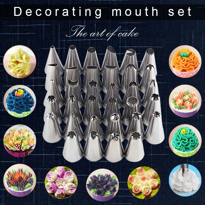 

35pcs/set Stainless Steel Icing Piping Tip Nozzles For Fondant Cakes Decorating Tools Kitchen Bakeware Pastry Baking Nozzles