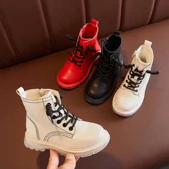 

hot sale New Boys and Girls' Mid-calf Martin Boots Autumn and Winter 2019 British Style Boots for Children